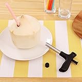 Merssavo ステンレススチールココナッツオープナーナイフ掘削ツールキッチンドリルガジェットブラック