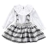 YY-Natuhi ベビー服 子供服 女の子 ワンピース ブラウン 二点セット サロペット キッズ スカート 新生児 ボディースーツ ベビー 長袖 赤ちゃん 入学式 出産祝い 七五三 ドレス チェック