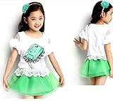 SOPO幼児用ガールズ夏服装リング印刷トップレースチュチュスカートグリーン4t -7t カラー: グリーン
