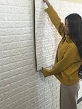 FOWOS 【お得50枚セット】防音シート, 防音シート 壁紙,防音シート 壁 賃貸シール 70cm×77cm ブリックステッカー 軽量レンガシール 壁紙シール アクセントクロス ウォールシール はが