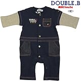 mikihouse Double_B(ミキハウスダブルB)デニム風 カバーオール ７０ｃｍ,紺（03）