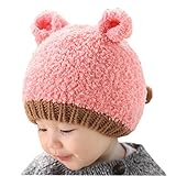 (ラボーグ) La vogue ニット帽 ニットキャップ ワッチキャップ 帽子 男女兼用子供 キッズベビー赤ちゃん ニット帽子 冬ケーブル ビーニー帽 ピンク