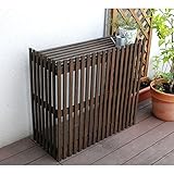 モダンエアコン室外機カバー小型サイズ ダークブラウン ノーブランド品