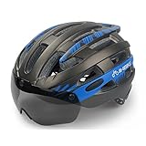 Akari 自転車 ヘルメット 軽量 Helmet サイクルヘルメット 53-57cm 大人用 子供用 MK-3磁気タイプゴーグルヘルメット 2つのレンズ付き Mサイズ (ブルー)