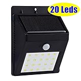 LEDMO Solar Light, 20 Leds Solar Powered Wireless Motion Sensor Light with 2 Intelligent Modes, IP65