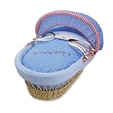 Izziwotnot Petit Henri on Natural Wicker Moses Basket by Izziwotnot