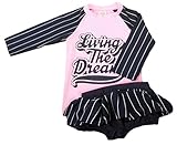 (コ-ランド) Co-land ベビー水着 女の子 セパレート 2点セット ジュニア水着 長袖 スクール 縦縞 スポーツ風 キッズみずぎ スイムウエア 子供用 ガールズ ピンク L