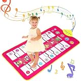 ピアノマット おもちゃ ドラムセット 多機能 音楽マット 折り畳み ミュージックマット 8鍵盤 8種類動物音 17デモ曲 6種類楽器音 録音 再生 音量調整 防水素材 滑り止め 知育玩具 音楽プレイマット 子供 女の子 男の子 誕生日 クリスマス 新年プレゼント (二列キーボード)