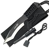 Survivor HK-759 Fixed Blade Knife, Two-Tone Tanto Blade, Black Cord-Wrapped Handle, 7-Inch Overall [