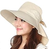 (ケイミ)KEIMI 日除け帽 つば広帽子 UVカット 紫外線対策 レディース帽子 春夏 ハット 小顔効果 サイズ調節 女優帽 魅力的 自転車 旅行 登山 釣り アウトドア ビーチ 海 (クリーム, フリー)