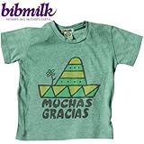 【bibmilk】 muchas gracias【ビブミルク】 muchas gracias エコヘザーTシャツ エコ グリーン 4T(110)