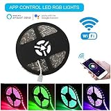AvatarControls 16.4Ft Waterproof LED Light Strip Wifi Flexible RGB Color Changing LED String Light w