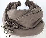 Nelipo　マフラー　大きいサイズ　ストール　マフラー　スカー　フリンジ　三色 (カーキ)