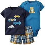 カーターズ carter's 2016年春夏最新作 男の子用紺車がいっぱいシャツの豪華なお出かけ用上下3点セット (9months(67-72cm)) [... [並行輸入品]