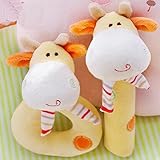 2pcs Plush Soft Baby RattlesおもちゃRing Rattle Hand Grasp Rattle、イエロー鹿