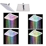 Docooler 8 "インチ正方形7色変更LEDシャワーヘッドバスルームShowerheadsスプリンクラld8030-b1