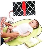 赤ちゃんマット おむつ替え おしゃれ トイレ ベビーマット おむつマット 人気 ストラップ 小物入れ付き 30日間返金保証付き (赤黒(Red&Black))
