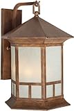 Forte Lighting 1038-03-41 Exterior Wall Light with Umber Linen Glass Shades, Rustic Sienna by Forte 