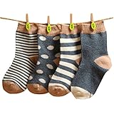 Happyハッピー耳　靴下　ベビー　４足　セット　春　秋　コットン　男女兼用　可愛い　ブルー　ピンク (S, ブルー)