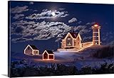 マイケル・Blanchetteプレミアムシックラップキャンバス壁アート印刷題名Moon Over Nubble 48" x 32" 2326892_24_48x32_none
