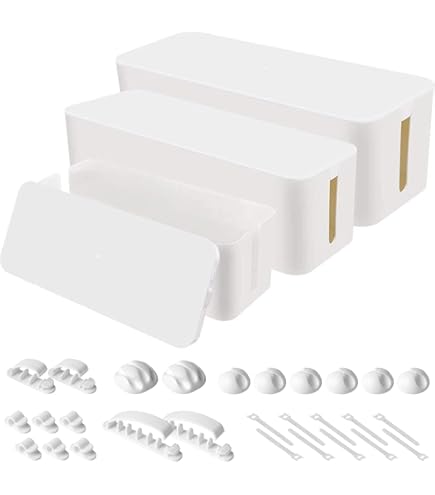 Lukyamzn Cable Management Box Extra Large And Medium Size Cord Organizer Box Black 2 Pack Electrically Safe ABS Material PH03327B063 - The Home Depot - View #2