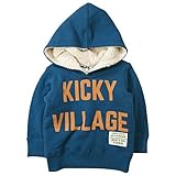 《H28年秋冬物》KICKY VILLAGE(キキイ ビレッジ) カラーチップ30/10裏毛+裏ボアフードトレーナー 90cm/ネイビー NO.KV-15412