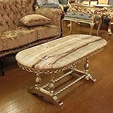 イタリア 家具 真鍮フレーム 大理石 センターテーブル オニキス天板 ゴールド