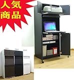 収納力抜群のハイタイプパソコンラック幅60cm「ブラック」　　【パソコンデスク】【ホコリよけ扉付】【縦型デスク】【プリンター収納機能】【日本製】