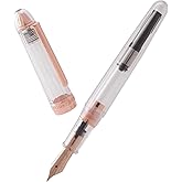 Natami 万年筆 細字 透明クリアインク コンバーター 滑らかな流れ ローズゴールドトリム ギフト レザーポーチ プラチナ カリグラフィー ギフトケース