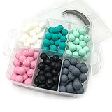 Kissteether DIY看護ジュエリーコンビネーションパッケージ180pcsミックスカラー0.59 "（15ミリメートル）ナチュラルラウンドシリコーンビーズベビーティーセットおもちゃセット(A1