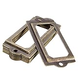 ILS - 12 pieces Antique Brass Metal Label Pull Frame Handle File Name Card Holder For Furniture Cabi