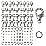 HappyHome カニカン 金具 12mm 50個 丸カン 150個 セット アクセサリー金具 ブレスレット ネックレス キーホルダー 留め具 DIY アクセサリークラフト (ガンメタ)