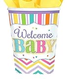 Baby Brights Shower Party Colorful Stripes and Chevron Paper Cups Tableware Paper 9oz Pack of 18 [並行