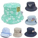 (タイプF/48cm)子供 バケット バケツハット 帽子 男の子 日除け 2way ヒッコリー トロピカル メッシュ切替 ワッペン 男児 ベビー キッズ 【ノーブランド品】
