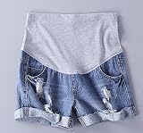 マタニティ ショート パンツ デニム ボトムス ボタン お腹周りゆったり 可愛い シンプル 大きいサイズ レディース きれいめ 女性 お出かけ デート (L)