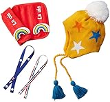 LaVie ギフトBOX 3点セット ベルトカバーレインボー&ニット帽イエロースター オモチャホルダートリコロール b119