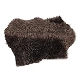 【ノーブランド品】 赤ちゃん　フェイクファー　ブランケット　バスケット　ラグ　毛布　出産お祝い　写真撮影　小道具　快適　全4色 - コーヒー