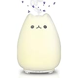 萌えニャンコ アロマ 加湿器 卓上 アロマディフューザー - 超音波式 6畳 間接照明 電球色 空焚き防止 1時間/6時間設定 ふわふわ おしゃれ プレゼント 誕生日 女性 子供 猫好き 癒しグッズ E201（アロマオイル同梱なし）