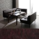 JRL ダイニングこたつテーブル＆ソファ 5点セット （2Pソファ2脚）高さ3段階 継脚付 ブラック ガラス PVCレザーソファ (105×75cmテーブル, ダークブラウン)