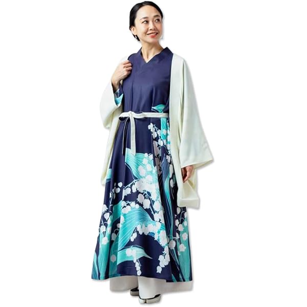 Amazon.co.jp: 倭物やカヤ 揺る鈴蘭羽織付きワンピース 76L-6111 春夏