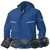 空調服 フード付 【空調服＋ファン＋バッテリーセット】 ss-ku90480-l ブルー/黒ファン Ｌ