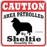 CAUTION AREA PATROLLED By Sheltie Security Co. サインボード：シェルティー 注意 警戒中 セキュリティ 看板 Made in U.S.A [並行輸入品]