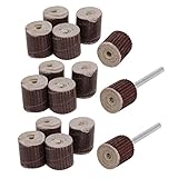 uxcell フラップホイール 13mm直径 240グリット サンドペーパー 金属 ブラウン シルバートーン 15個入り