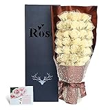 YOBANSA 造花 フレグランス ソープ フラワー プレゼント手作り花束 石鹸花 枯れない 花 母の日 誕生日 結婚祝い 結婚記念日 大切な人への感謝 メッセージカード付き (33本，シフォンベージ