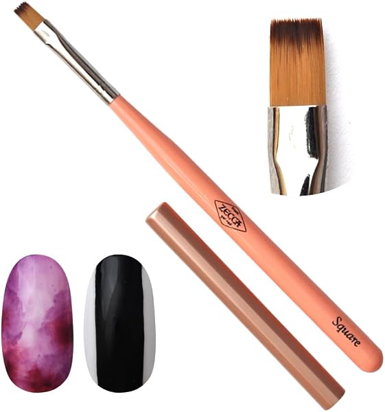 zecca ネイル工房 筆 ジェルネイル ネイルツール キャップ付きジェルブラシ 単品 ジェルブラシ セルフネイル ジェル ブラシ ナイロン ネイルブラシ (zecca筆【Square】) - 1