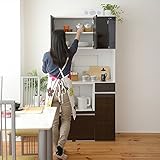 キッチン収納棚 レンジ台&amp;コンセント付き 900mm幅 f-jkp-fal0002db ダークブラウン色