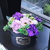 【ベルシック】 フレグランスソープフラワー　フォーエバーローズ　LサイズBOX　 ほのかに香るお花　 枯れないお花　お祝・お見舞い　ギフト　　　 (パープル)