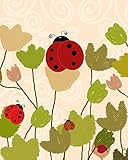 Green Leaf Art Ladybugs Canvas Art [並行輸入品]