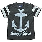 《初夏盛夏対応》 BateauBleue(バトーブルー) 天竺アンカーPt半袖Tシャツ 100cm /Bk NO.AH-1651312