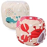 StoreofbabyJP　ベビー＆子供用　水着 スイムパンツ　赤ちゃん　再利用可能 防水 スイム布 水遊び　男女兼用　サイズ調整可能　オムツカバー スイミング　両点セット
